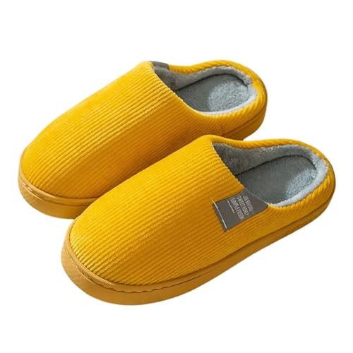 Gyaimxfu Hausschuhe Winter Warme Filz Plüsch Damen Herren Pantoffeln rutschfeste Unisex Warm Hausschlappen Filzpantoffeln Frauen Bequeme Slippers D Yellow 35/36 EU von Gyaimxfu