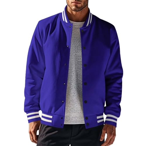 Gyaimxfu Herren Bomberjacke Baseball Jacke Herren Vintage College Jacke mit Knöpfen Sweatjacke Y2K Fashion 90er Aestethic Teenager Jungen Frühling Herbst Übergangsjacke Streetwear von Gyaimxfu