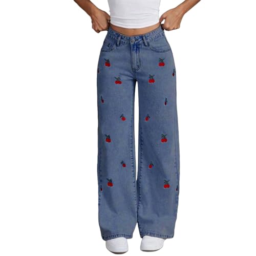 Gyaimxfu Jeans Damen Baggy High Waist Flared Wide Leg Stretch Große Größen Weites Bein Leicht Jeans mit Taschen Freizeithose Bequeme Palazzo Hose Jeanshose Damenjeans Denim Pants Trousers für Frauen von Gyaimxfu