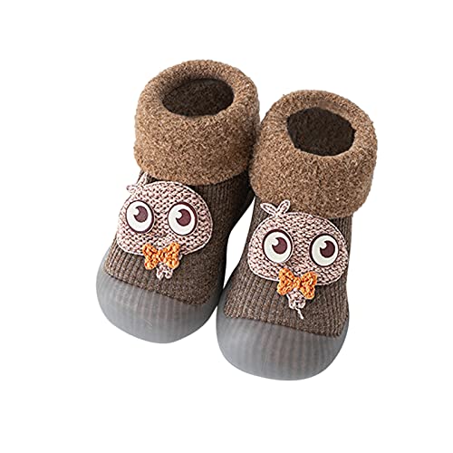 Gyaimxfu Krabbelschuhe Baby Einfarbig Krabbelschuhe Babysocken Warm Freizeitschuhe rutschfeste Hüttenschuhe Gummisohle Socken Schuhe Kleinkind Fleece Indoor Socken Schuhe Für Mädchen Junge von Gyaimxfu