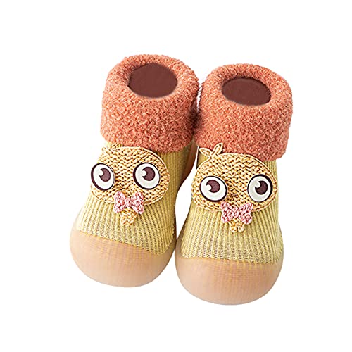 Gyaimxfu Krabbelschuhe Baby Einfarbig Krabbelschuhe Babysocken Warm Freizeitschuhe rutschfeste Hüttenschuhe Gummisohle Socken Schuhe Kleinkind Fleece Indoor Socken Schuhe Für Mädchen Junge von Gyaimxfu