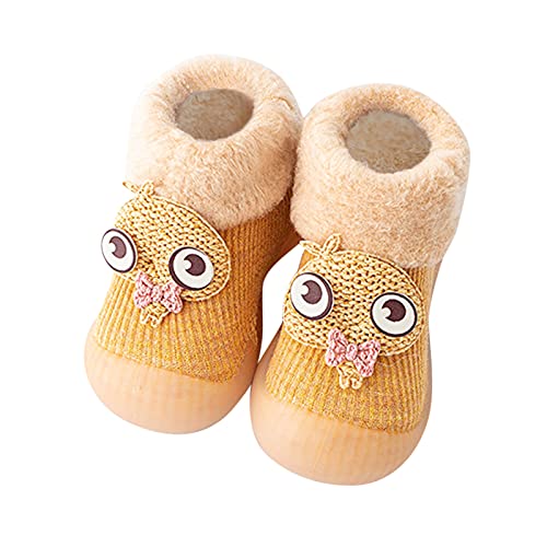 Gyaimxfu Krabbelschuhe Baby Einfarbig Krabbelschuhe Babysocken Warm Freizeitschuhe rutschfeste Hüttenschuhe Gummisohle Socken Schuhe Kleinkind Fleece Indoor Socken Schuhe Für Mädchen Junge von Gyaimxfu