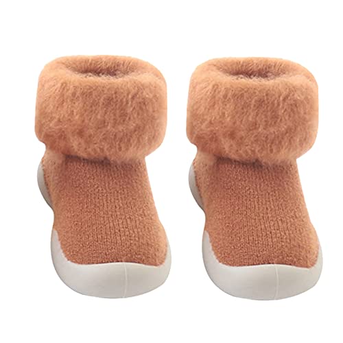 Gyaimxfu Krabbelschuhe Baby Mit Motiv Socken Schuhe Kleinkind Fleece Warm Freizeitschuhe Weicher Stricken Sockenschuhe Gummisohle Lauflernschuhe Kinder Indoor Socken Schuhe Für Mädchen Junge von Gyaimxfu