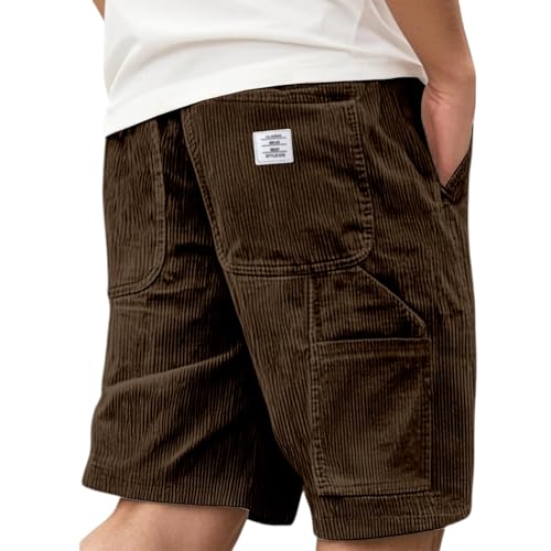 Gyaimxfu Kurze Hosen Herren Cord Shorts Cordhose Sommerhose Hose Jorts Short Arbeitshose Jogginghose Sport Leicht Sommer Cargo Stretch Outdoor Baggy Männer Casual von Gyaimxfu