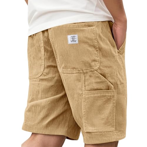 Gyaimxfu Kurze Hosen Herren Cord Shorts Cordhose Sommerhose Hose Jorts Short Arbeitshose Jogginghose Sport Leicht Sommer Cargo Stretch Outdoor Baggy Männer Casual von Gyaimxfu