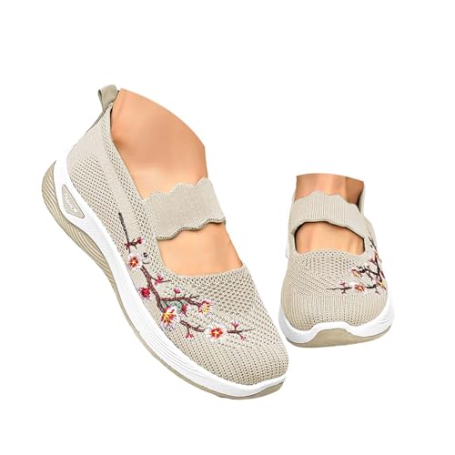 Gyaimxfu Orthopädische Schuhe Damen Loafer Sommer Mesh Atmungsaktiv Leichtgewichts Laufschuhe Weite H Vermascht Bequeme Walkingschuhe Outdoor Slip On Weiche Sohle Sommerschuhe von Gyaimxfu