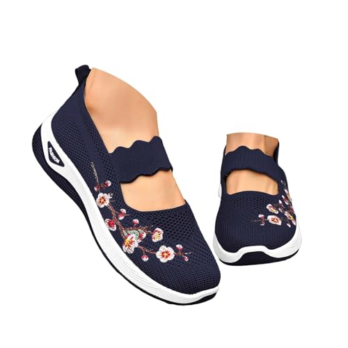 Gyaimxfu Orthopädische Schuhe Damen Loafer Sommer Mesh Atmungsaktiv Leichtgewichts Laufschuhe Weite H Vermascht Bequeme Walkingschuhe Outdoor Slip On Weiche Sohle Sommerschuhe von Gyaimxfu