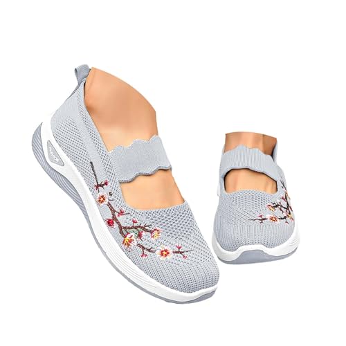 Gyaimxfu Orthopädische Schuhe Damen Loafer Sommer Mesh Atmungsaktiv Leichtgewichts Laufschuhe Weite H Vermascht Bequeme Walkingschuhe Outdoor Slip On Weiche Sohle Sommerschuhe von Gyaimxfu