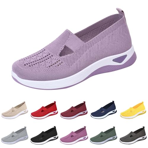 Gyaimxfu Orthopädische Schuhe Damen Sneaker, Schuhe ohne Schnürung für Damen Handsfree Slip On Walkingschuhe Orthopädische Plateau-Turnschuhe Leicht Bequeme Erhöhte Dämpfung und Entlastung der Füße von Gyaimxfu