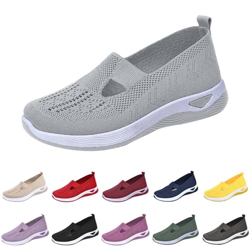 Gyaimxfu Orthopädische Schuhe Damen Sneaker, Schuhe ohne Schnürung für Damen Handsfree Slip On Walkingschuhe Orthopädische Plateau-Turnschuhe Leicht Bequeme Erhöhte Dämpfung und Entlastung der Füße von Gyaimxfu