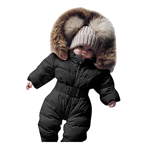 Gyaimxfu Overall Baby Winter: Warm Schneeanzug mit Kapuze Langarm Jumpsuit Jungen Mädchen Winddicht Outfits Strampler Skioverall Dick Daunen-Skianzug Winteranzug Geschenk 0-24 Monate von Gyaimxfu