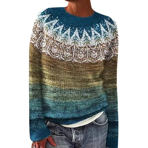 Gyaimxfu Pullover Damen Norweger Original Pullover Outlet Angebote, Große Größen Lose Weich Knit Sweater Winterpullover Bunt Cashmere Wollpulli Lässiges Strickpullover Jumpers von Gyaimxfu