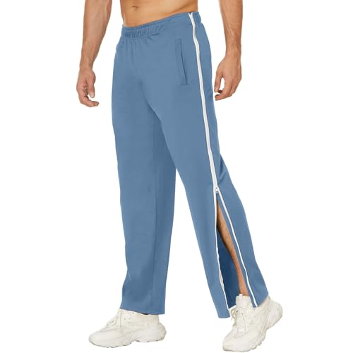 Gyaimxfu Reha Hose Damen Herren Seitlich Zu Öffnen Baggy Trainingshose mit Seitlichem Reißverschluss Am Bein Weites Bein Schnellfickerhose Druckknöpfen Sporthose Freizeithose Jogginghose Sportswear von Gyaimxfu
