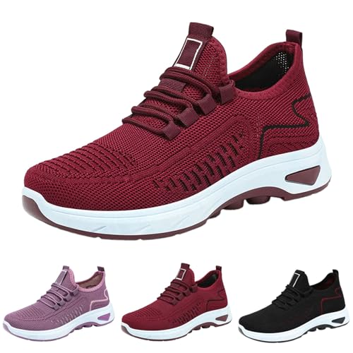 Gyaimxfu Sneaker Damen Laufschuhe Sommer Atmungsaktiv Leichtgewichts Orthopädische Turnschuhe Einfarbig Weiche Sohle Slip On Sportschuhe Outdoor Workout Walkingschuhe Mit Schnürsenkel 2026 von Gyaimxfu