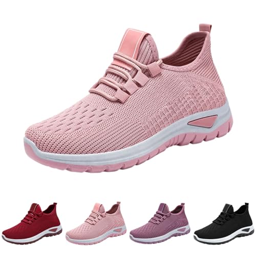 Gyaimxfu Sneaker Damen Laufschuhe Sommer Atmungsaktiv Leichtgewichts Orthopädische Turnschuhe Einfarbig Weiche Sohle Slip On Sportschuhe Outdoor Workout Walkingschuhe Mit Schnürsenkel von Gyaimxfu