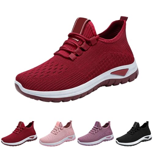 Gyaimxfu Sneaker Damen Laufschuhe Sommer Atmungsaktiv Leichtgewichts Orthopädische Turnschuhe Einfarbig Weiche Sohle Slip On Sportschuhe Outdoor Workout Walkingschuhe Mit Schnürsenkel von Gyaimxfu