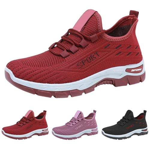 Gyaimxfu Sneaker Damen Leicht und Bequem rutschfest Orthopädische Ergonomischer Schmerzlinderungs-Schuh Laufschuhe Shock Absorbing Turnschuhe Atmungsaktiv Sportschuhe Einfarbig Flache Walkingschuhe von Gyaimxfu