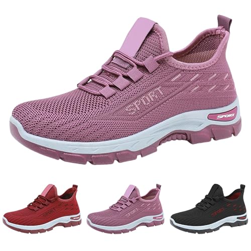Gyaimxfu Sneaker Damen Leicht und Bequem rutschfest Orthopädische Ergonomischer Schmerzlinderungs-Schuh Laufschuhe Shock Absorbing Turnschuhe Atmungsaktiv Sportschuhe Einfarbig Flache Walkingschuhe von Gyaimxfu