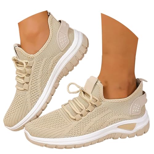 Gyaimxfu Sneaker Slip on Damen Komfortabel Laufschuhe Leicht Shock Arch Support Freizeitschuhe Atmungsaktiv Vermascht Walkingschuhe Freizeit Breite Fuße Plantarfasziitis Weichen Sohlen Schuhe von Gyaimxfu