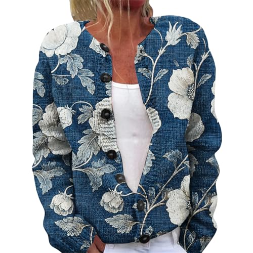 Gyaimxfu Strickjacke Damen Kurz Feinstrick Cardigan Weiche Sommerjacke mit Knöpfe Modedruck Strickcardigan Dünne Übergangsjacke für Frühling und Herbst Kaschmir Gestrickter Open Front Sweater 1 von Gyaimxfu