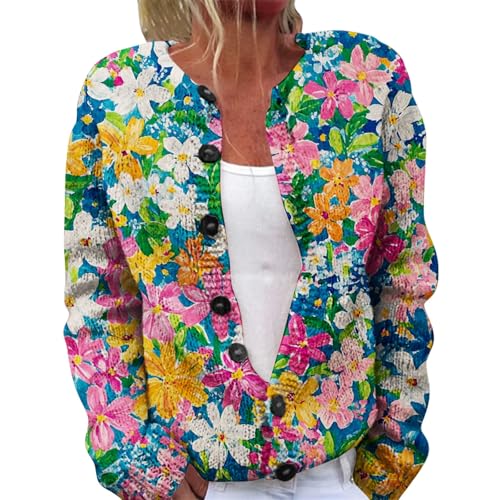 Gyaimxfu Strickjacke Damen Sommer mit Knöpfen Dünne Cardigan Trachtenjacke Leichte Casual Strickjacken Sommerjacke Elegant Kurz Übergangsjacke 1 von Gyaimxfu