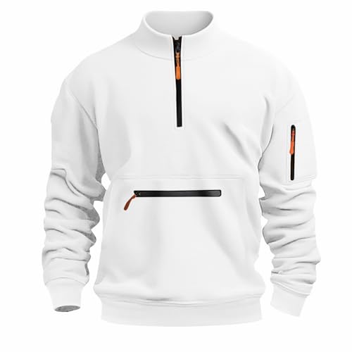 Gyaimxfu Sweatshirts Herren mit Reißverschluss Hooded Sweatshirt Jungen und Herren Pullover mit Reißverschluss-Multifunktionelle-Taschen Kapuzenpulli Einfarbig Kapuzenpullover Soft Kordelzug von Gyaimxfu