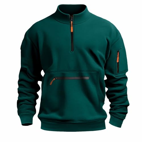 Gyaimxfu Sweatshirts Herren mit Reißverschluss Hooded Sweatshirt Jungen und Herren Pullover mit Reißverschluss-Multifunktionelle-Taschen Kapuzenpulli Einfarbig Kapuzenpullover Soft Kordelzug von Gyaimxfu