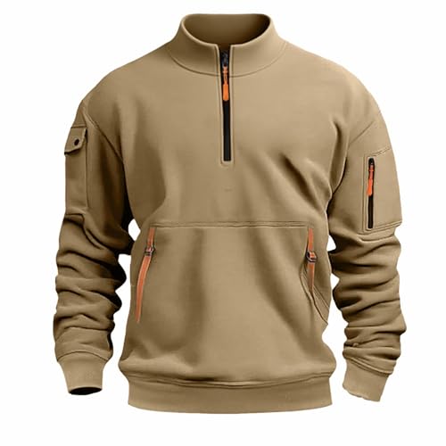 Gyaimxfu Sweatshirts Herren mit Reißverschluss Hooded Sweatshirt Jungen und Herren Pullover mit Reißverschluss-Multifunktionelle-Taschen Kapuzenpulli Einfarbig Kapuzenpullover Soft Kordelzug von Gyaimxfu