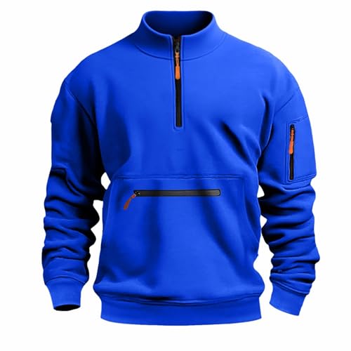 Gyaimxfu Sweatshirts Herren mit Reißverschluss Hooded Sweatshirt Jungen und Herren Pullover mit Reißverschluss-Multifunktionelle-Taschen Kapuzenpulli Einfarbig Kapuzenpullover Soft Kordelzug von Gyaimxfu