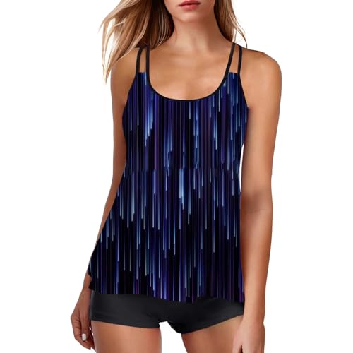 Gyaimxfu Tankini Damen Bauchweg Mode Bademode Set Damen Freizeit Tankini Badeanzug Zweiteiler Tankinis Set Sommer Elegant Badeanzüge für Damen Tankini Oberteil mit Badeshorts 2025 von Gyaimxfu