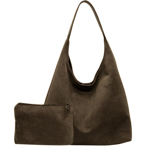 Gyaimxfu Tote Bag Wildleder Handtasche Damen Groß Shopper Tasche Shoulder Bag Uni Bag Hobo Tasche Gross Schultertasche Slouchy Bag Beuteltasche Damen-Shopper 2024 von Gyaimxfu