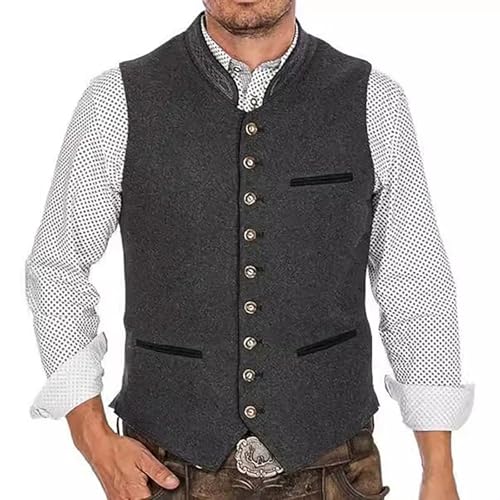Gyaimxfu Trachtenweste Herren Stehkragen Retro Vintage Oktoberfest Outfit Weste Trachtenanzug Druckknopf Slim Fit Ärmellose Anzugweste Für Hochzeit Business Gyaimxfu Trachtenweste Herren Stehkragen Retro Vintage Oktoberfest Outfit Weste Trachtenanzug Druckknopf Slim Fit Ärmellose Anzugweste Für Hochzeit Business von Gyaimxfu