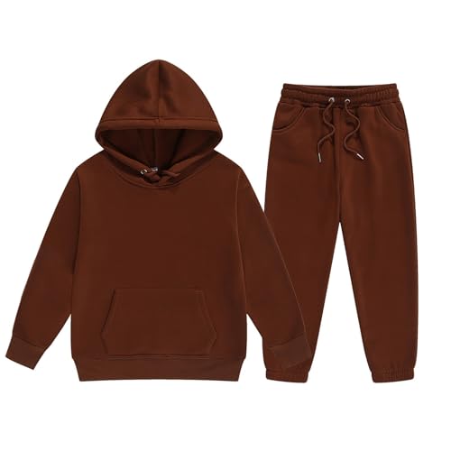 Gyaimxfu Trainingsanzug Kinder Jogginganzug Für Mädchen Unisex Hoodie Und Hose Set Casual Bequemer Freizeitanzug Oversized Kapuzenpullover 2 Teilig Tracksuit Jogging Pullover Sportanzug Streetwear von Gyaimxfu