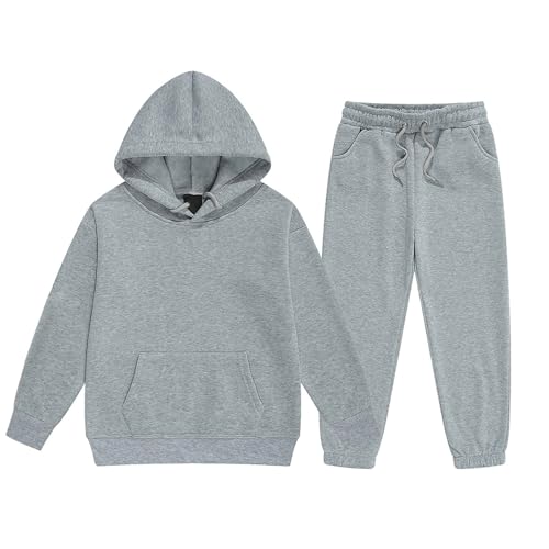 Gyaimxfu Trainingsanzug Kinder Jogginganzug Für Mädchen Unisex Hoodie Und Hose Set Casual Bequemer Freizeitanzug Oversized Kapuzenpullover 2 Teilig Tracksuit Jogging Pullover Sportanzug Streetwear von Gyaimxfu