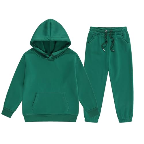 Gyaimxfu Trainingsanzug für Kinder Jungen Mädchen Einfarbig Jogginganzug Langarm Kapuzenpullover Jogging Hosen Herbst Winter Hoodie Sweatshirt Sportanzug Unisex 2 Piece Freizeitanzug 3-14 Jahre von Gyaimxfu