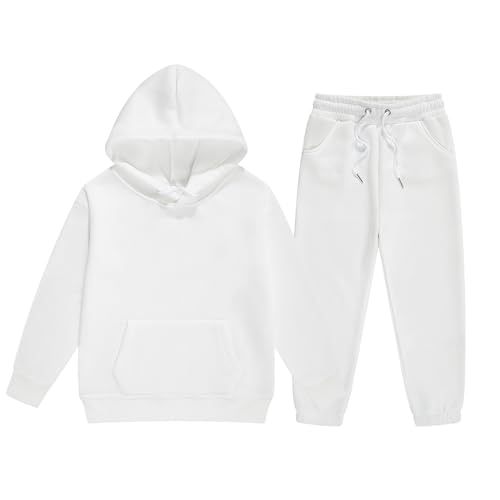 Gyaimxfu Trainingsanzug für Kinder Jungen Mädchen Einfarbig Jogginganzug Langarm Kapuzenpullover Jogging Hosen Herbst Winter Hoodie Sweatshirt Sportanzug Unisex 2 Piece Freizeitanzug 3-14 Jahre von Gyaimxfu