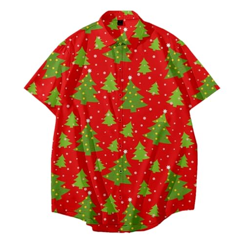 Gyaimxfu Weihnachtshemd Kurzarm Herren Weihnachten Muster 3D Bedruckte Hemd Freizeithemd Kurzarmhemd Kurzarmshirt Slim Fit Shirts Mit Weihnachtsmotiv Stehkragen Lustige Hemden Kurzarmhemd von Gyaimxfu