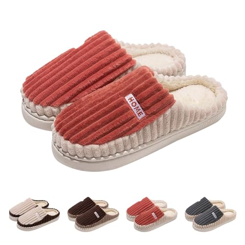 Hausschuhe Damen Herren Neue ,Winter Warme Waschbar Orthopädische Pantoffeln Bequeme Breite Füße Hallenschuhe Slip on Filzpantoffeln Rutschfeste Slippers mit Warmem Plüschfutter Hallux Valgus Schuhe von Gyaimxfu