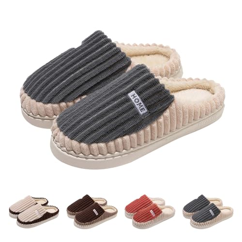 Hausschuhe Damen Herren Neue ,Winter Warme Waschbar Orthopädische Pantoffeln Bequeme Breite Füße Hallenschuhe Slip on Filzpantoffeln Rutschfeste Slippers mit Warmem Plüschfutter Hallux Valgus Schuhe von Gyaimxfu