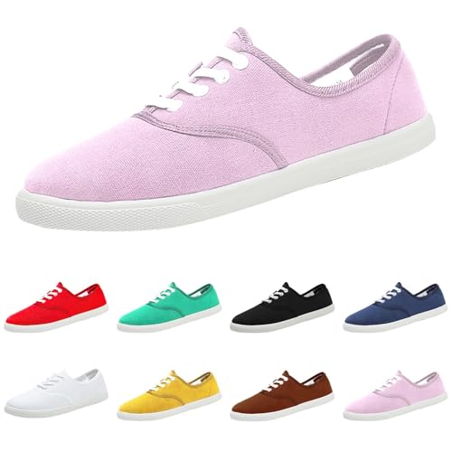 Leinenschuhe Damen Stoffschuhe Damen Canvas Sneaker Stoffturnschuhe Freizeitschuhe Walkingschuhe Sommer Bootsschuhe Halbschuhe Loafer Slip On Flache Schuhe Breite Füße Atmungsaktiv Bequeme Leichte von Gyaimxfu