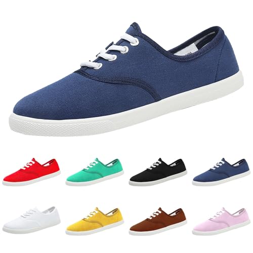 Leinenschuhe Damen Stoffschuhe Damen Canvas Sneaker Stoffturnschuhe Freizeitschuhe Walkingschuhe Sommer Bootsschuhe Halbschuhe Loafer Slip On Flache Schuhe Breite Füße Atmungsaktiv Bequeme Leichte von Gyaimxfu