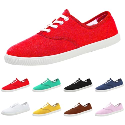 Leinenschuhe Damen Stoffschuhe Damen Canvas Sneaker Stoffturnschuhe Freizeitschuhe Walkingschuhe Sommer Bootsschuhe Halbschuhe Loafer Slip On Flache Schuhe Breite Füße Atmungsaktiv Bequeme Leichte von Gyaimxfu