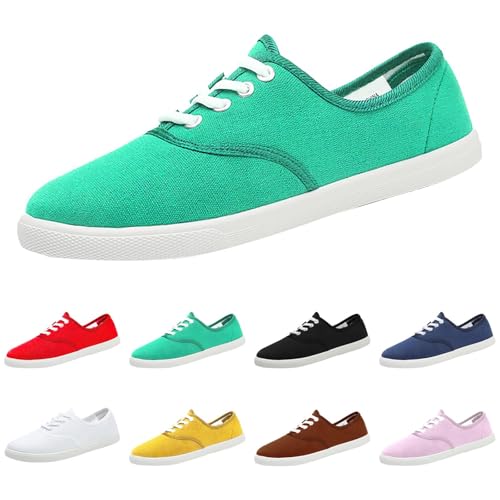 Leinenschuhe Damen Stoffschuhe Damen Canvas Sneaker Stoffturnschuhe Freizeitschuhe Walkingschuhe Sommer Bootsschuhe Halbschuhe Loafer Slip On Flache Schuhe Breite Füße Atmungsaktiv Bequeme Leichte von Gyaimxfu