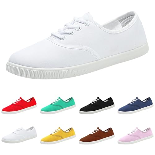 Leinenschuhe Damen Stoffschuhe Damen Canvas Sneaker Stoffturnschuhe Freizeitschuhe Walkingschuhe Sommer Bootsschuhe Halbschuhe Loafer Slip On Flache Schuhe Breite Füße Atmungsaktiv Bequeme Leichte von Gyaimxfu