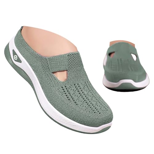 Orthopädische Hausschuhe Damen, Sandalen Vorne Geschlossen Mit Fußbett Ergonomische Schuhe Weite H Hausschuhe Sommer Slip on Atmungsaktive Sabots Breite Füße Krankenschwester Schuhe Pantoletten 0 von Gyaimxfu