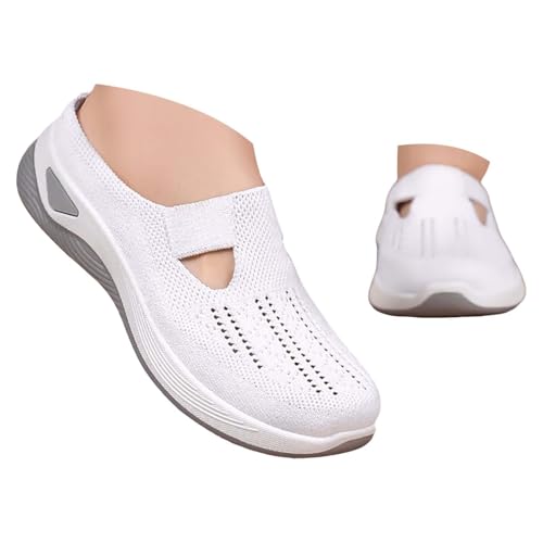 Orthopädische Hausschuhe Damen, Sandalen Vorne Geschlossen Mit Fußbett Ergonomische Schuhe Weite H Hausschuhe Sommer Slip on Atmungsaktive Sabots Breite Füße Krankenschwester Schuhe Pantoletten von Gyaimxfu