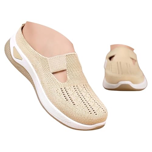 Orthopädische Hausschuhe Damen, Sandalen Vorne Geschlossen Mit Fußbett Ergonomische Schuhe Weite H Hausschuhe Sommer Slip on Atmungsaktive Sabots Breite Füße Krankenschwester Schuhe Pantoletten von Gyaimxfu