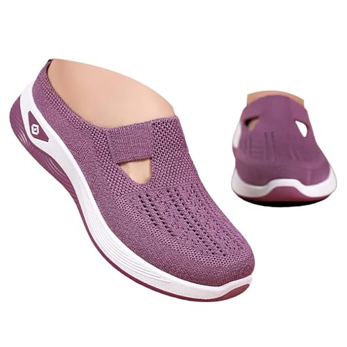 Orthopädische Hausschuhe Damen, Sandalen Vorne Geschlossen Mit Fußbett Ergonomische Schuhe Weite H Hausschuhe Sommer Slip on Atmungsaktive Sabots Breite Füße Krankenschwester Schuhe Pantoletten von Gyaimxfu