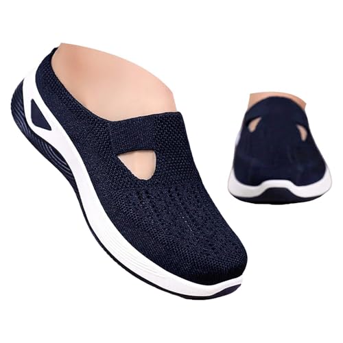 Orthopädische Hausschuhe Damen, Sandalen Vorne Geschlossen Mit Fußbett Ergonomische Schuhe Weite H Hausschuhe Sommer Slip on Atmungsaktive Sabots Breite Füße Krankenschwester Schuhe Pantoletten 9 von Gyaimxfu