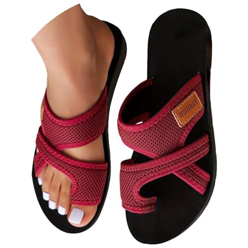 Orthopädische Sandalen Damen Hallux Valgus Sommer Flach Pantolette Leichte Mesh Strandsandalen Bequeme Big Toe Hausschuhe Elegant Breite Füße Sommerschuhe Casual Pantolette Freizeitschuhe von Gyaimxfu